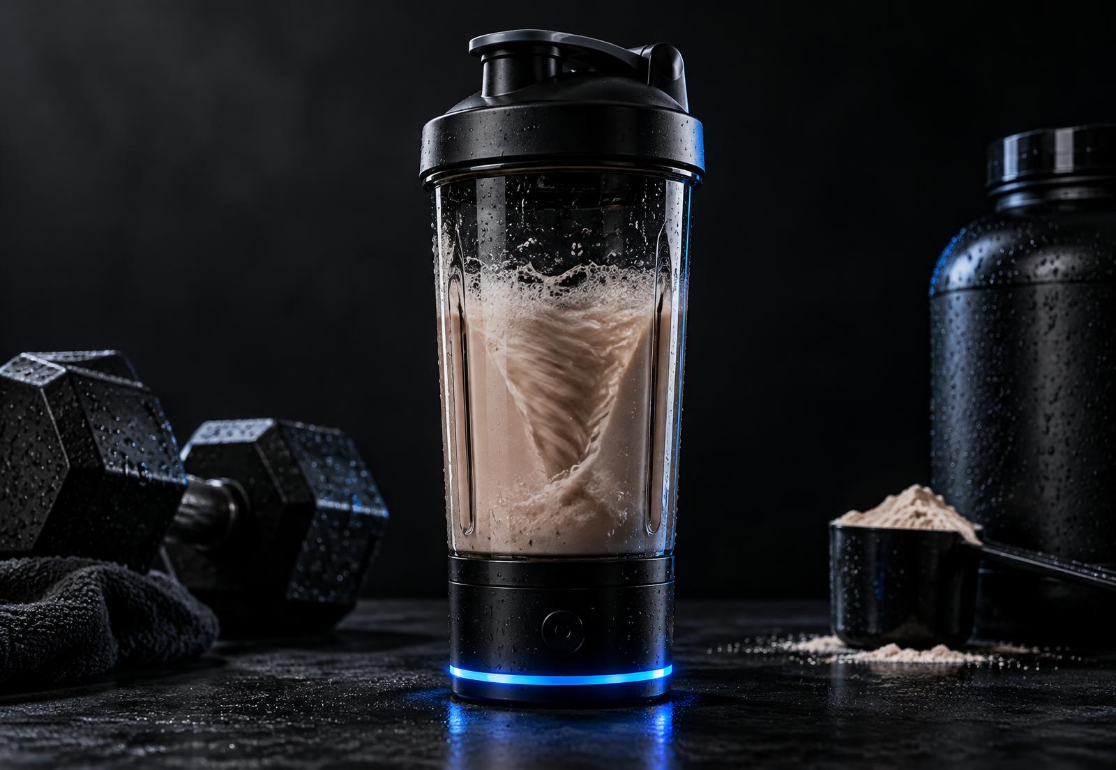 HYDROPOWER electric shaker bottle mixing a protein shake